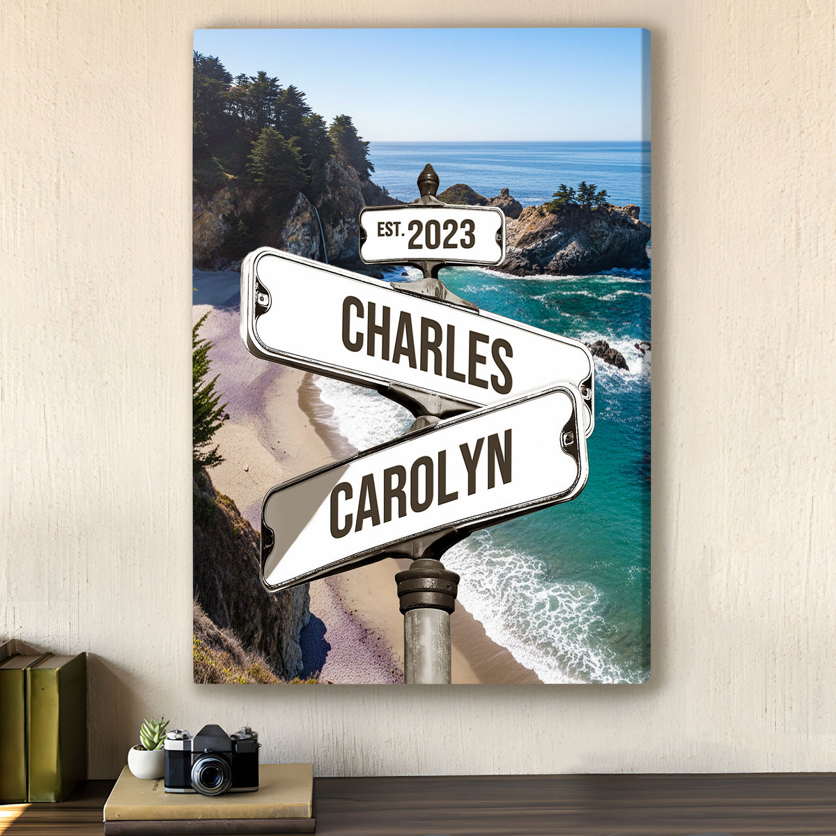Life Is Better With You - Personalized Couple Street Sign Canvas - Custom Names & Year - Anniversary Gift