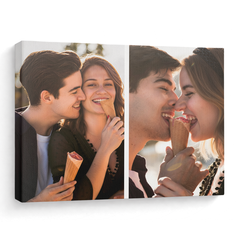 Custom Couple Photo Collage 2 Photos Canvas - Personalized Wall Art