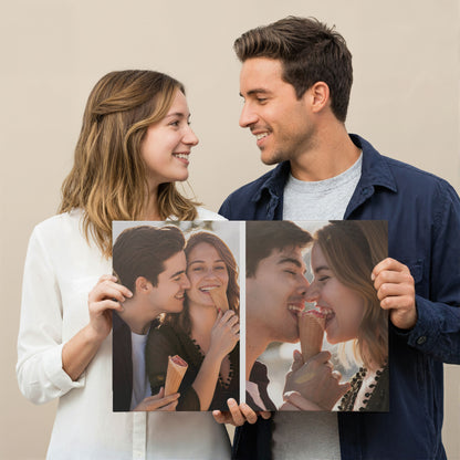 Custom Couple Photo Collage 2 Photos Canvas - Personalized Wall Art