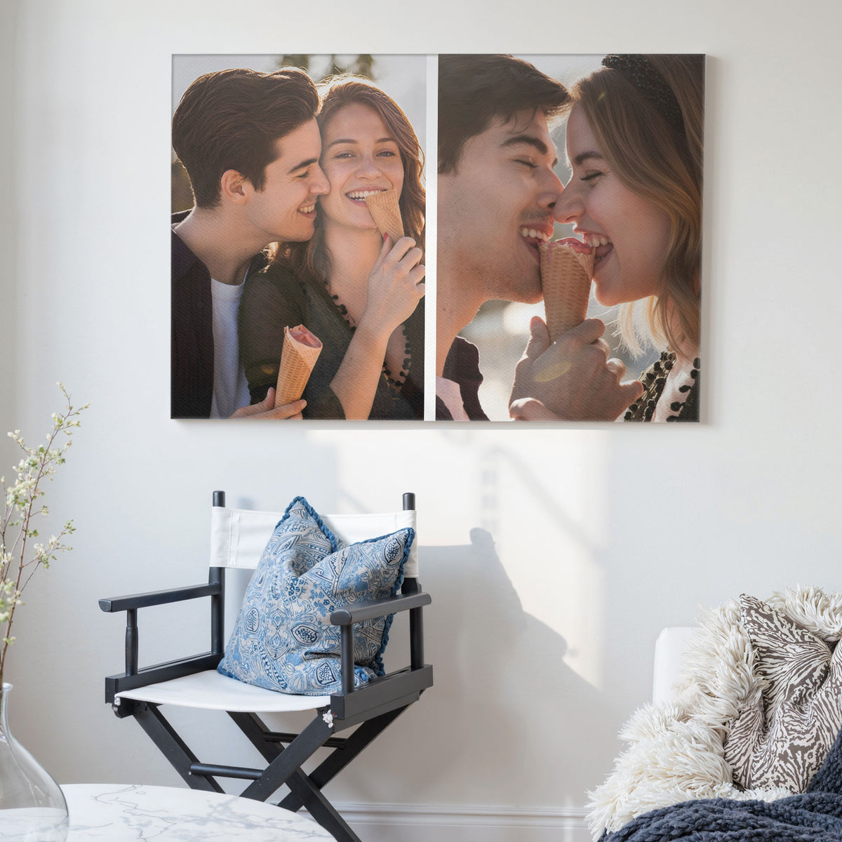 Custom Couple Photo Collage 2 Photos Canvas - Personalized Wall Art