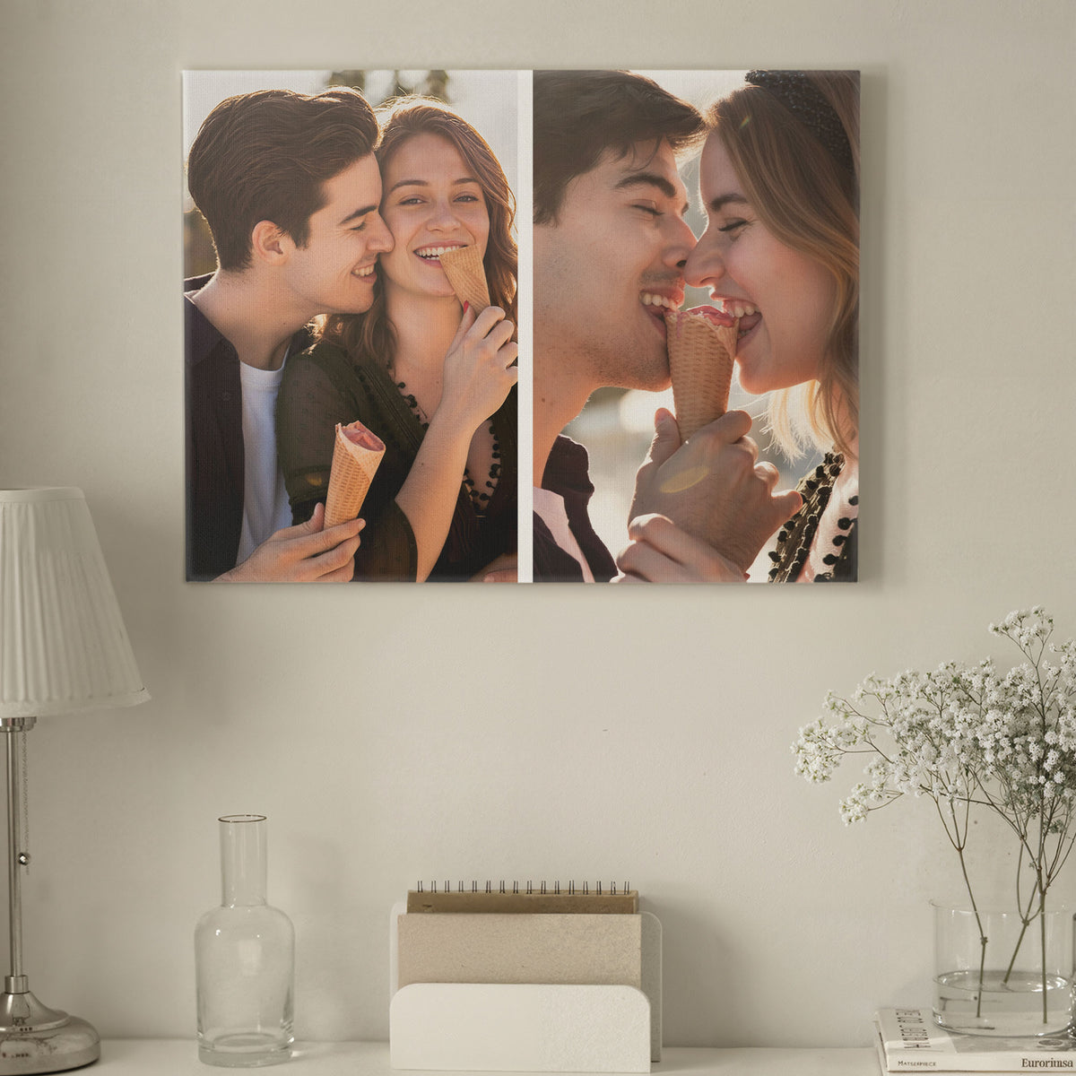 Custom Couple Photo Collage 2 Photos Canvas - Personalized Wall Art