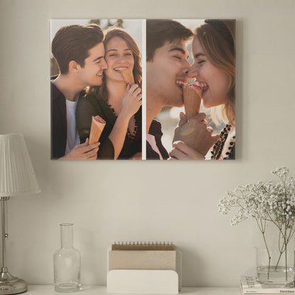 Custom Couple Photo Collage 2 Photos Canvas - Personalized Wall Art