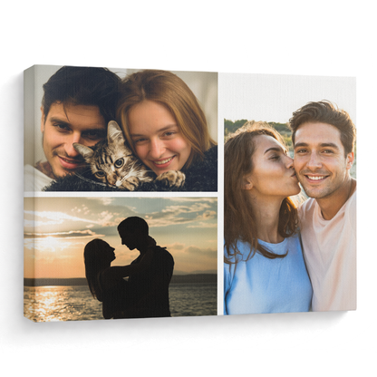 Custom Couple Photo Collage 3 Photos Canvas - Personalized Wall Art