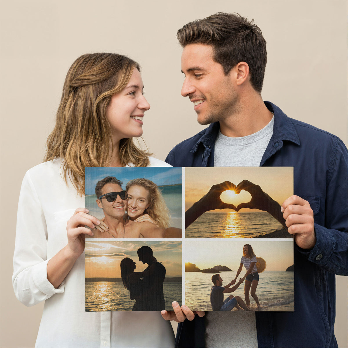 Just Us, Always - Personalized Photo Collage Canvas (4 Photos) - Meaningful Gift for Couples