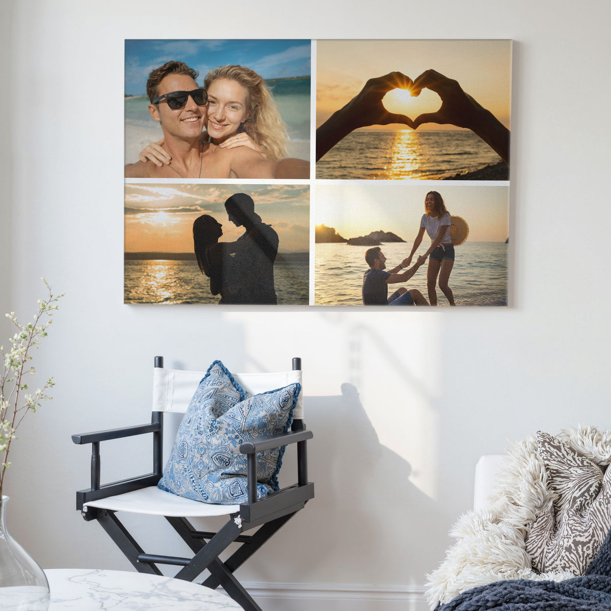 Just Us, Always - Personalized Photo Collage Canvas (4 Photos) - Meaningful Gift for Couples