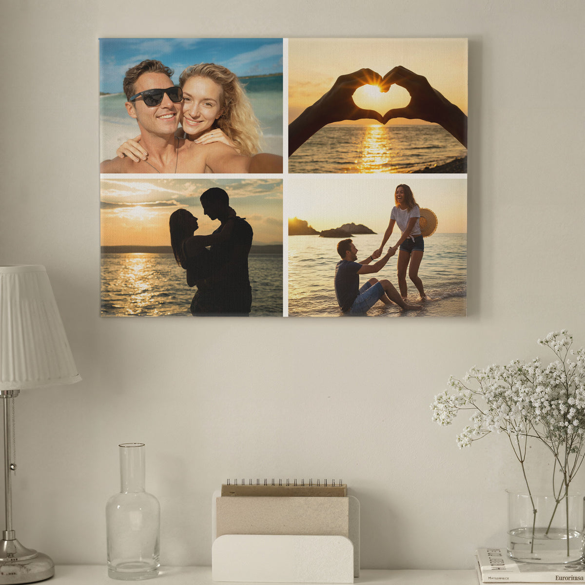 Just Us, Always - Personalized Photo Collage Canvas (4 Photos) - Meaningful Gift for Couples