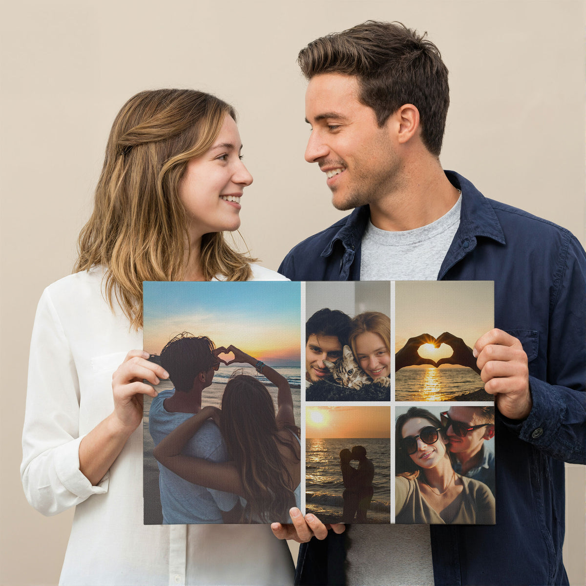 The Moment That Means Everything - Personalized Photo Collage Canvas (5 Photos) - Romantic Gift for Couples