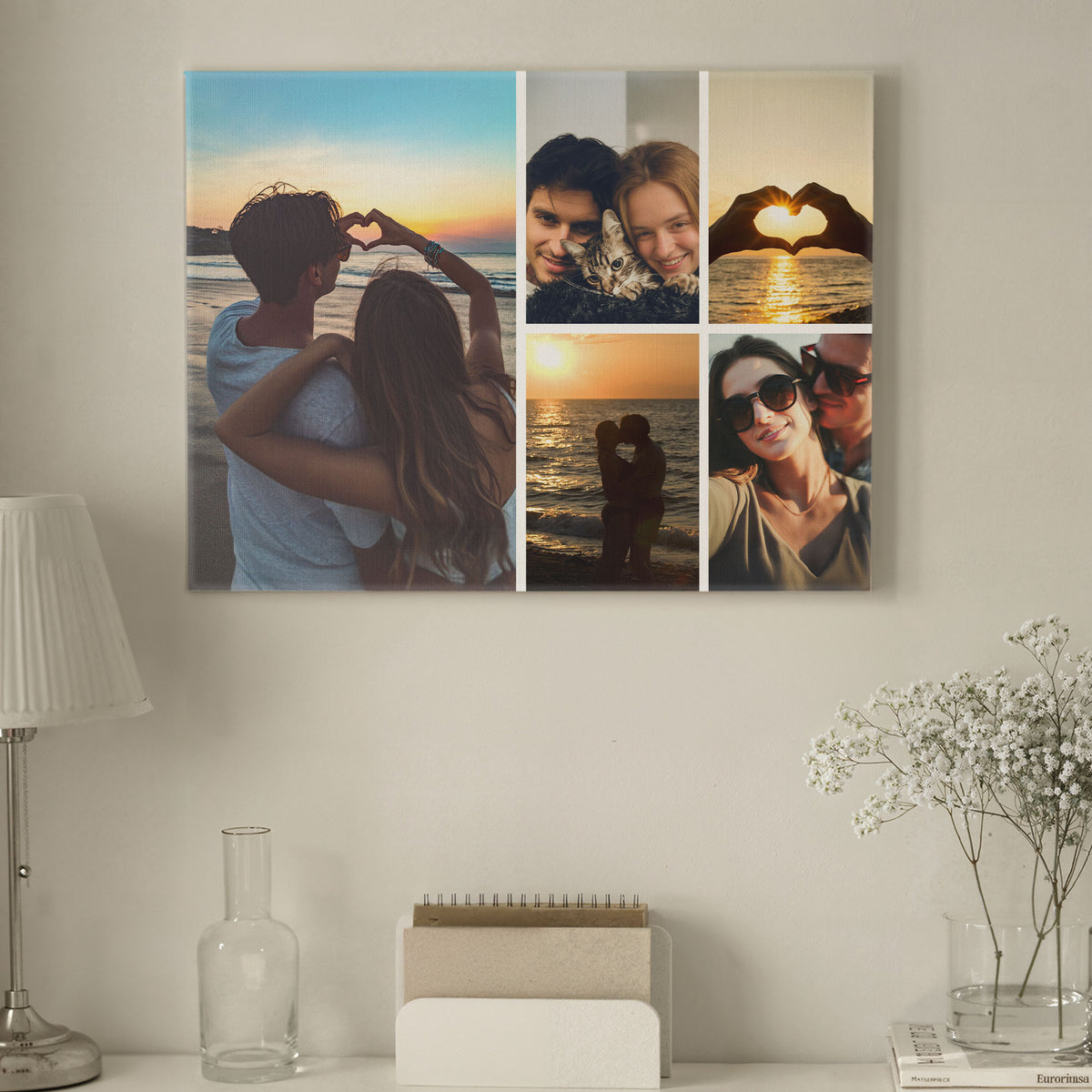The Moment That Means Everything - Personalized Photo Collage Canvas (5 Photos) - Romantic Gift for Couples