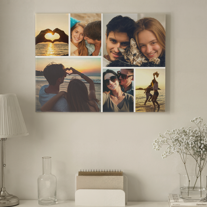 Custom Couple Photo Collage 6 Photos Canvas - Personalized Wall Art