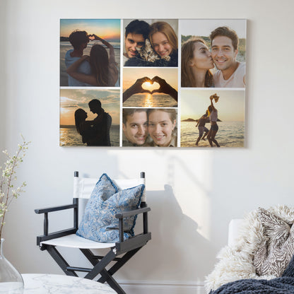 Custom Couple Photo Collage 7 Photos Canvas - Personalized Wall Art