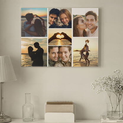 Custom Couple Photo Collage 7 Photos Canvas - Personalized Wall Art