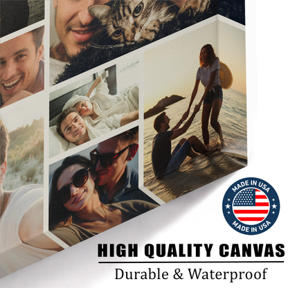 Custom Couple Photo Collage 8 Photos Canvas - Personalized Wall Art