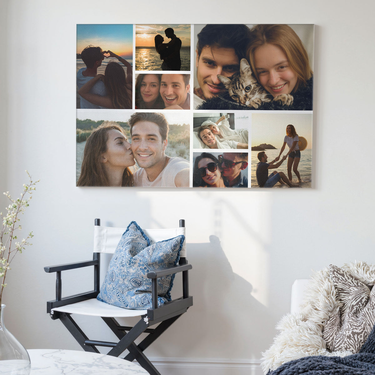 Custom Couple Photo Collage 8 Photos Canvas - Personalized Wall Art