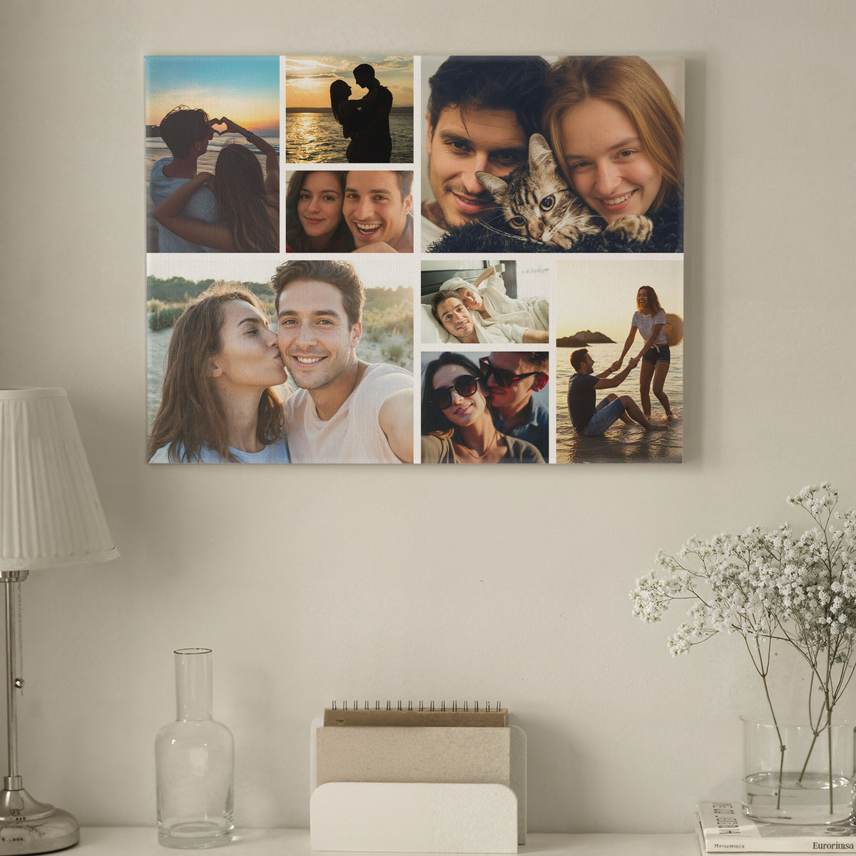 Custom Couple Photo Collage 8 Photos Canvas - Personalized Wall Art