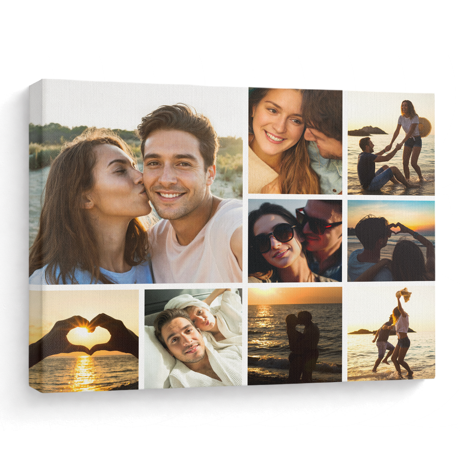 Custom Couple Photo Collage 9 Photos Canvas - Personalized Wall Art