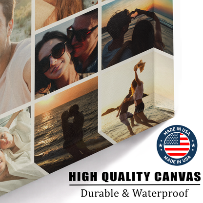 Custom Couple Photo Collage 9 Photos Canvas - Personalized Wall Art