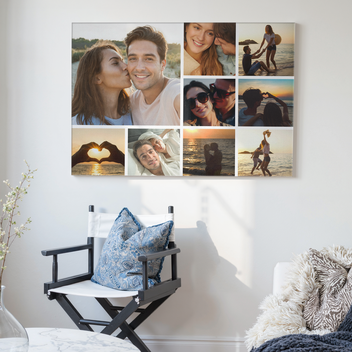 Custom Couple Photo Collage 9 Photos Canvas - Personalized Wall Art
