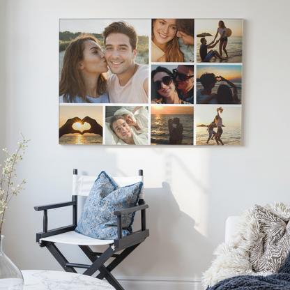 Custom Couple Photo Collage 9 Photos Canvas - Personalized Wall Art