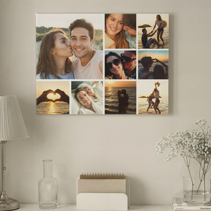Custom Couple Photo Collage 9 Photos Canvas - Personalized Wall Art