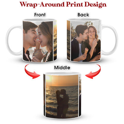 Custom Photo Collage Mug With 3 Photos - Personalized Couple Coffee Mug 11oz 15oz