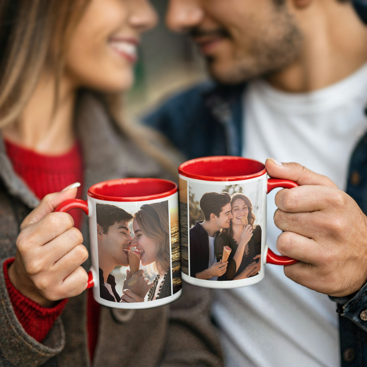Custom Photo Collage Mug With 3 Photos - Personalized Couple Coffee Mug 11oz 15oz
