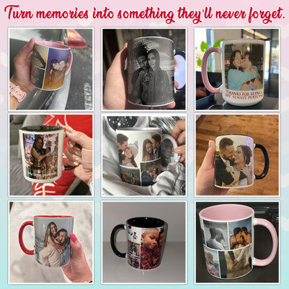 Custom Photo Collage Mug With 3 Photos - Personalized Couple Coffee Mug 11oz 15oz