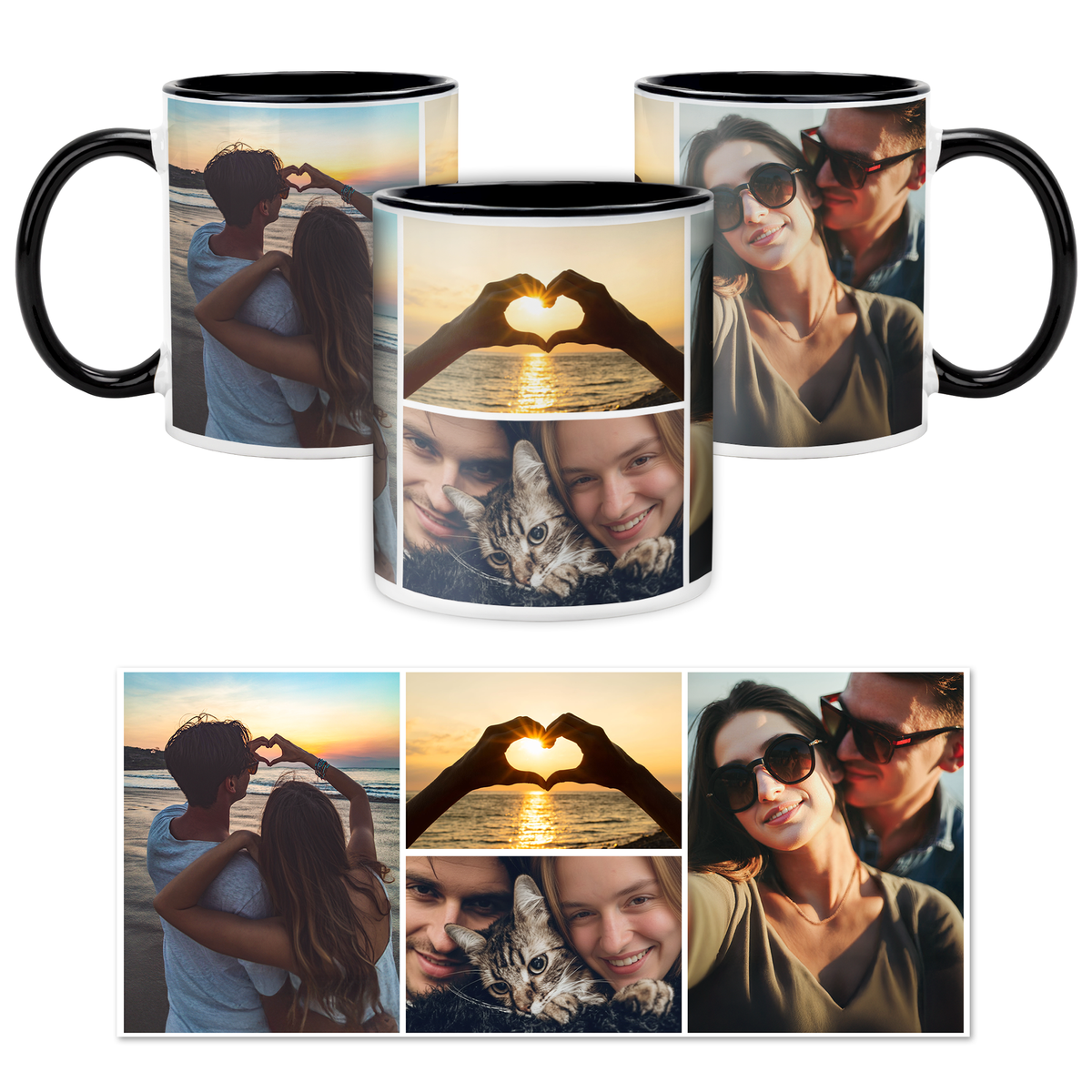 Custom Photo Collage Mug With 4 Photos - Personalized Couple Coffee Mug 11oz 15oz