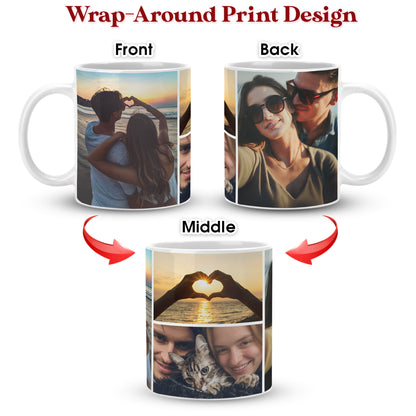 Custom Photo Collage Mug With 4 Photos - Personalized Couple Coffee Mug 11oz 15oz
