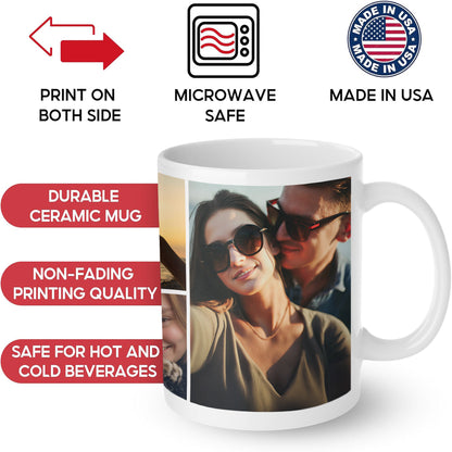 Custom Photo Collage Mug With 4 Photos - Personalized Couple Coffee Mug 11oz 15oz