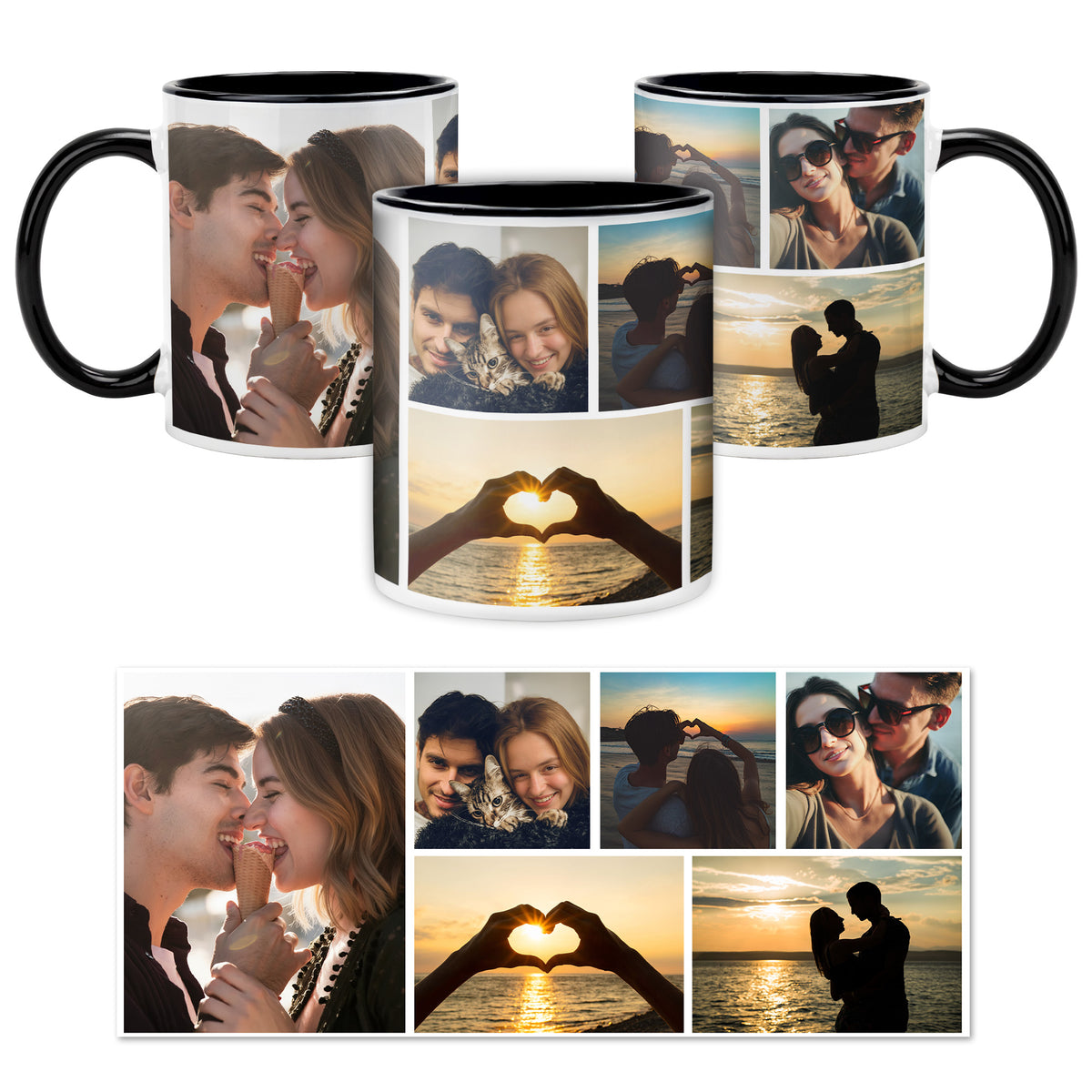 Custom Photo Collage Mug With 6 Photos - Personalized Couple Coffee Mug 11oz 15oz