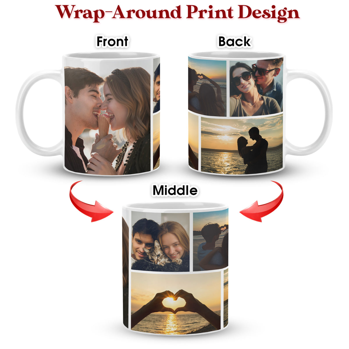 Custom Photo Collage Mug With 6 Photos - Personalized Couple Coffee Mug 11oz 15oz