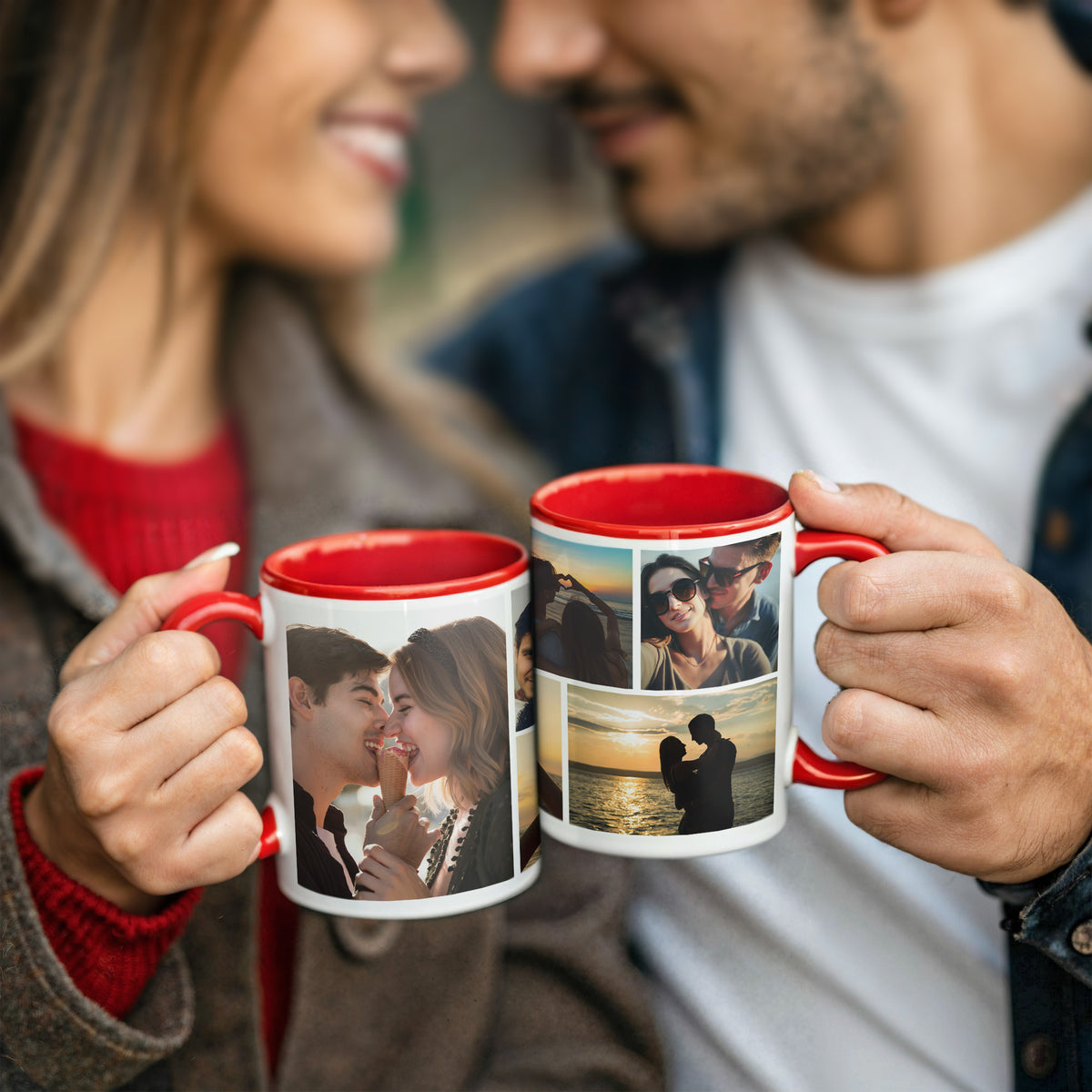 Custom Photo Collage Mug With 6 Photos - Personalized Couple Coffee Mug 11oz 15oz