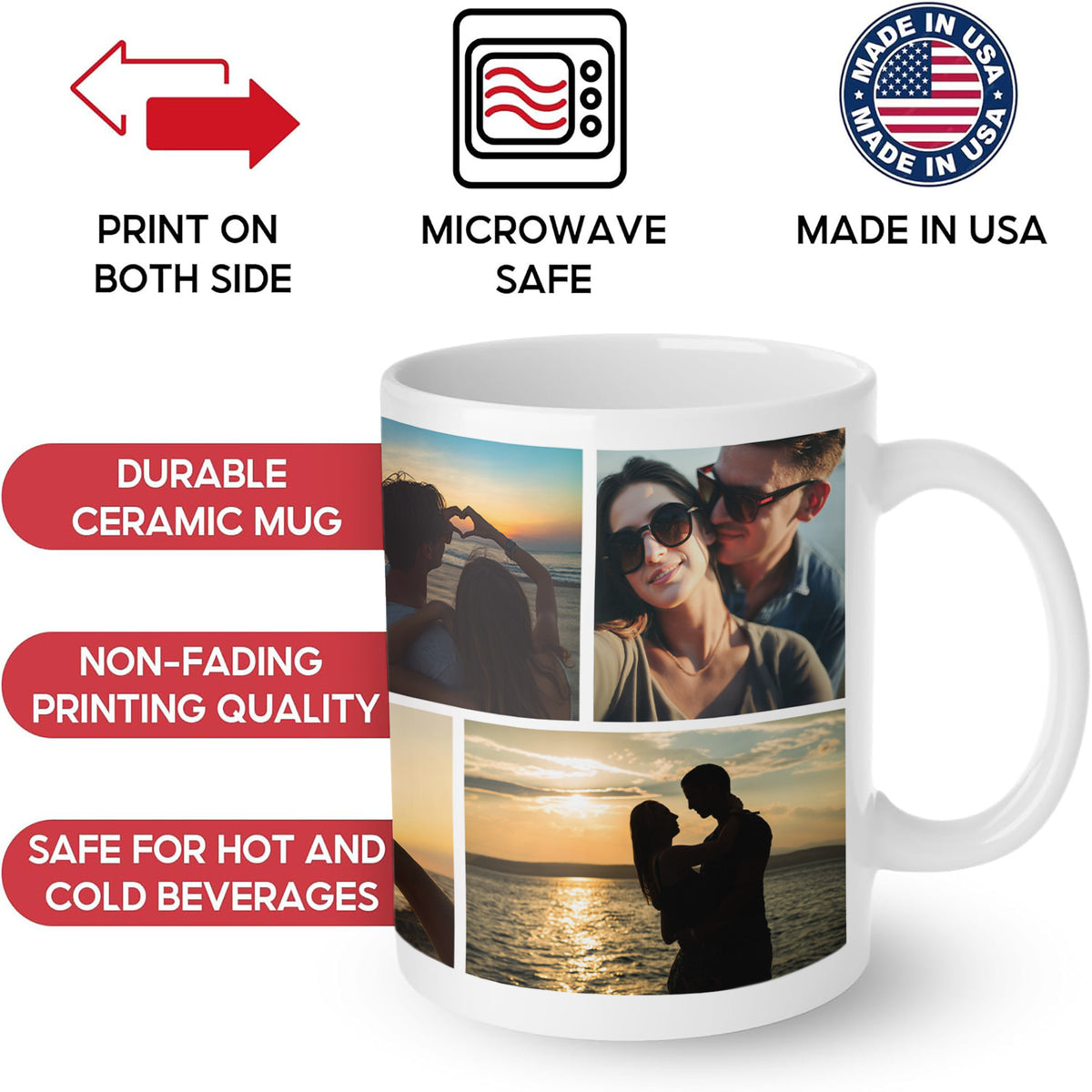 Custom Photo Collage Mug With 6 Photos - Personalized Couple Coffee Mug 11oz 15oz