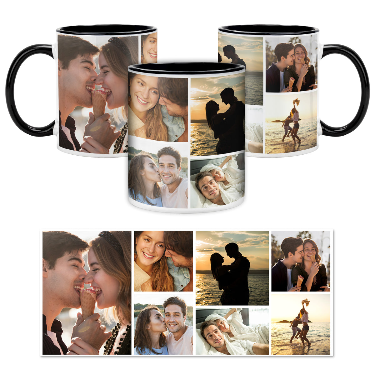 Custom Photo Collage Mug With 7 Photos - Personalized Couple Coffee Mug 11oz 15oz