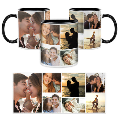 Custom Photo Collage Mug With 7 Photos - Personalized Couple Coffee Mug 11oz 15oz