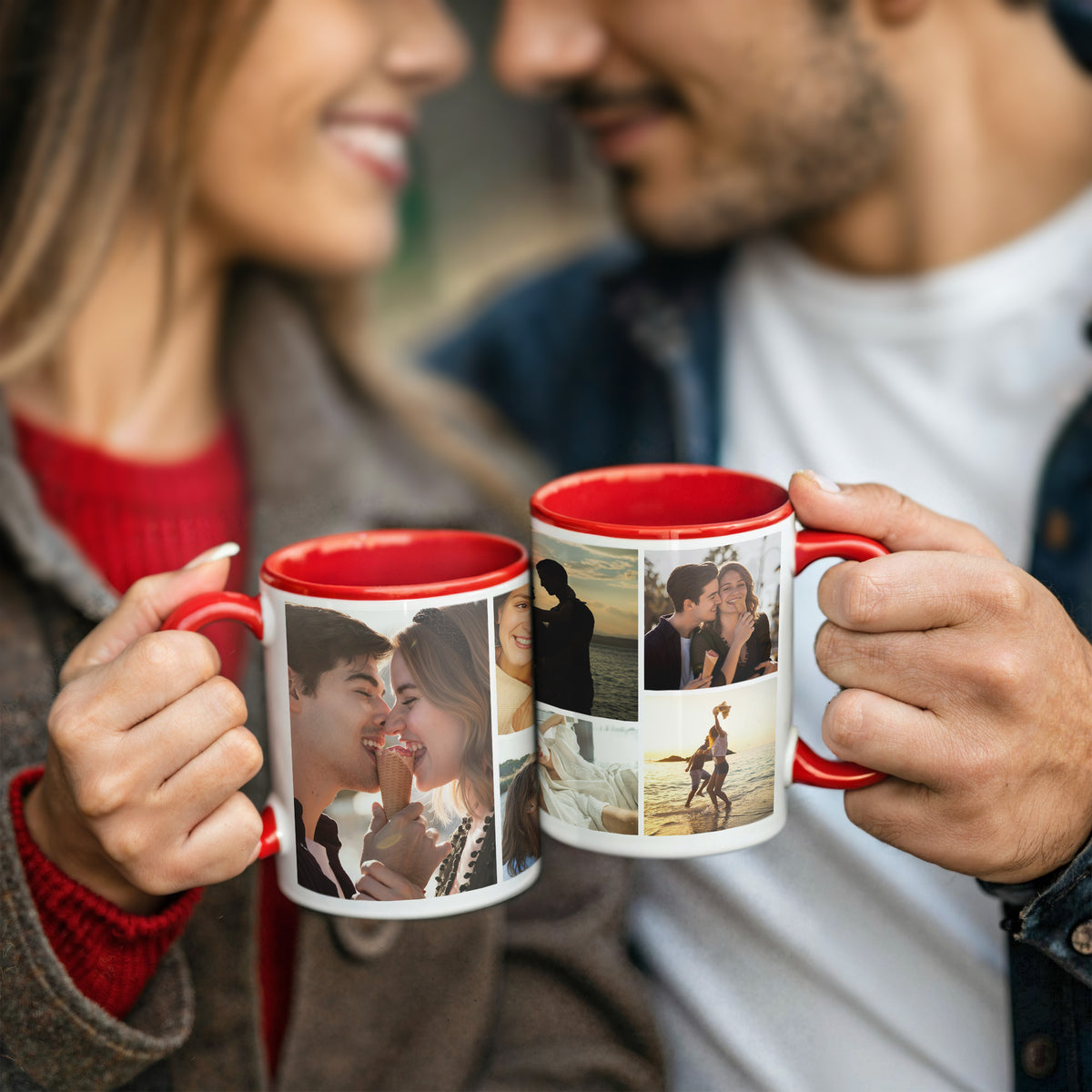 Custom Photo Collage Mug With 7 Photos - Personalized Couple Coffee Mug 11oz 15oz
