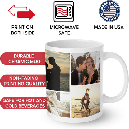 Custom Photo Collage Mug With 7 Photos - Personalized Couple Coffee Mug 11oz 15oz