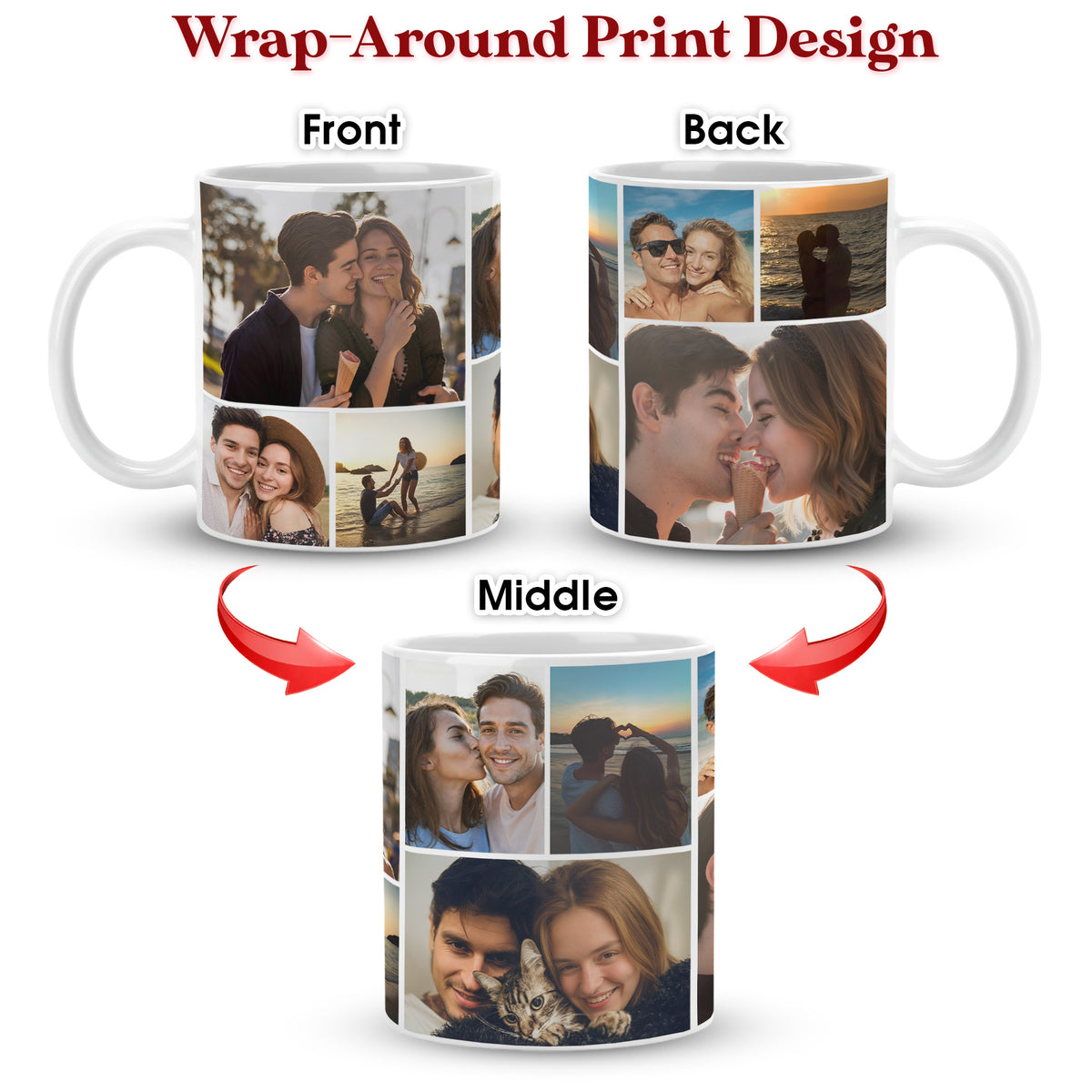 Custom Photo Collage Mug With 9 Photos - Personalized Couple Coffee Mug 11oz 15oz