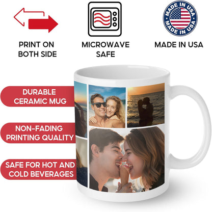 Custom Photo Collage Mug With 9 Photos - Personalized Couple Coffee Mug 11oz 15oz