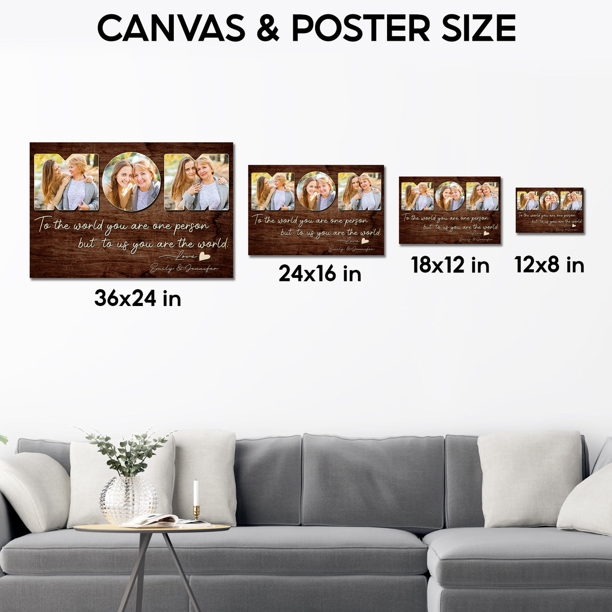 Custom Photo Mom 3 Photos To The World You Are One Person Canvas - Personalized Wall Art