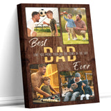 Custom Photo Dad Collage 4 Photos Best Dad Ever Canvas - Personalized Wall Art
