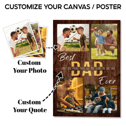 Custom Photo Dad Collage 4 Photos Best Dad Ever Canvas - Personalized Wall Art