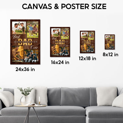 Custom Photo Dad Collage 4 Photos Best Dad Ever Canvas - Personalized Wall Art