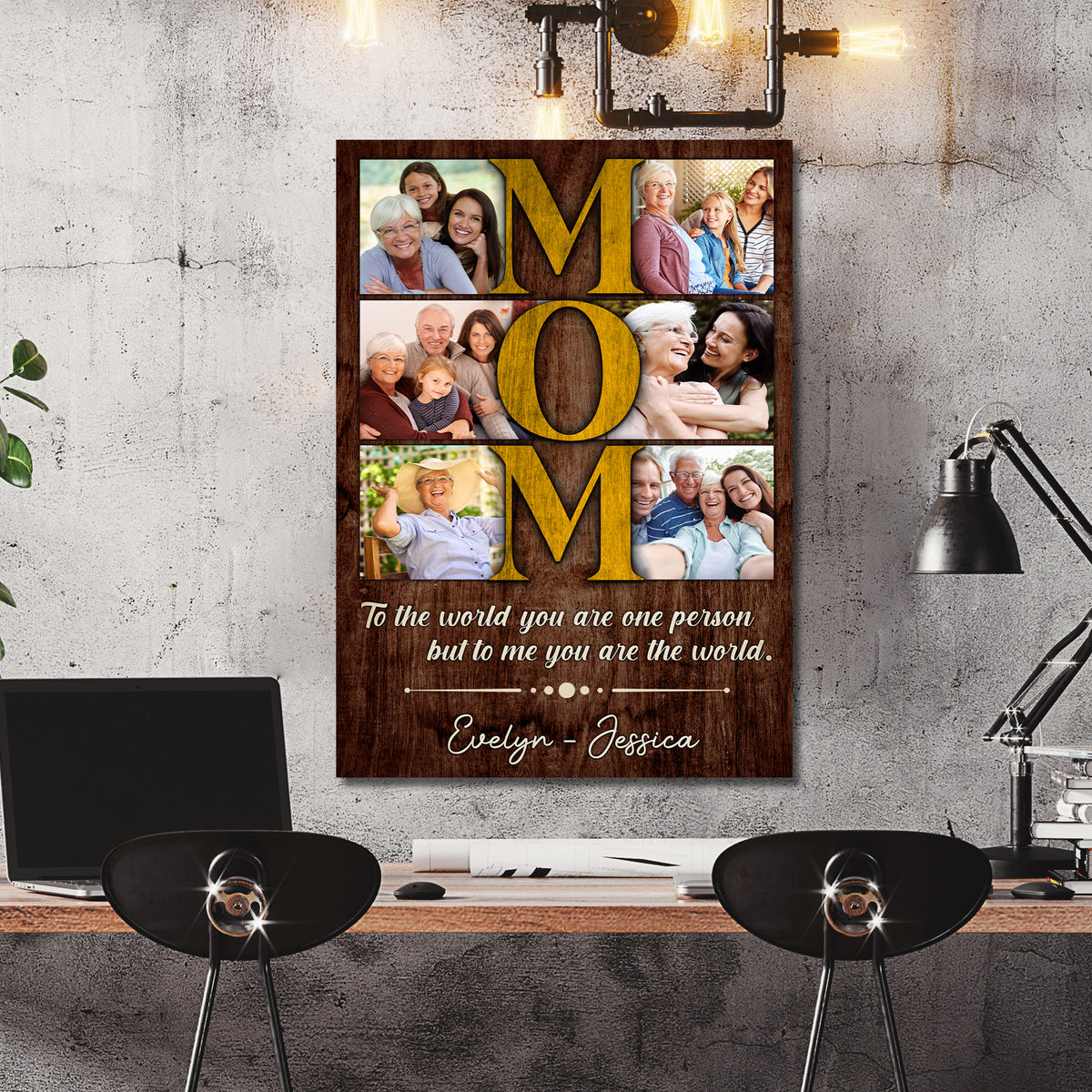 Custom Photo Mom Vertical 6 Photos To The World You Are One Person Canvas - Personalized Wall Art