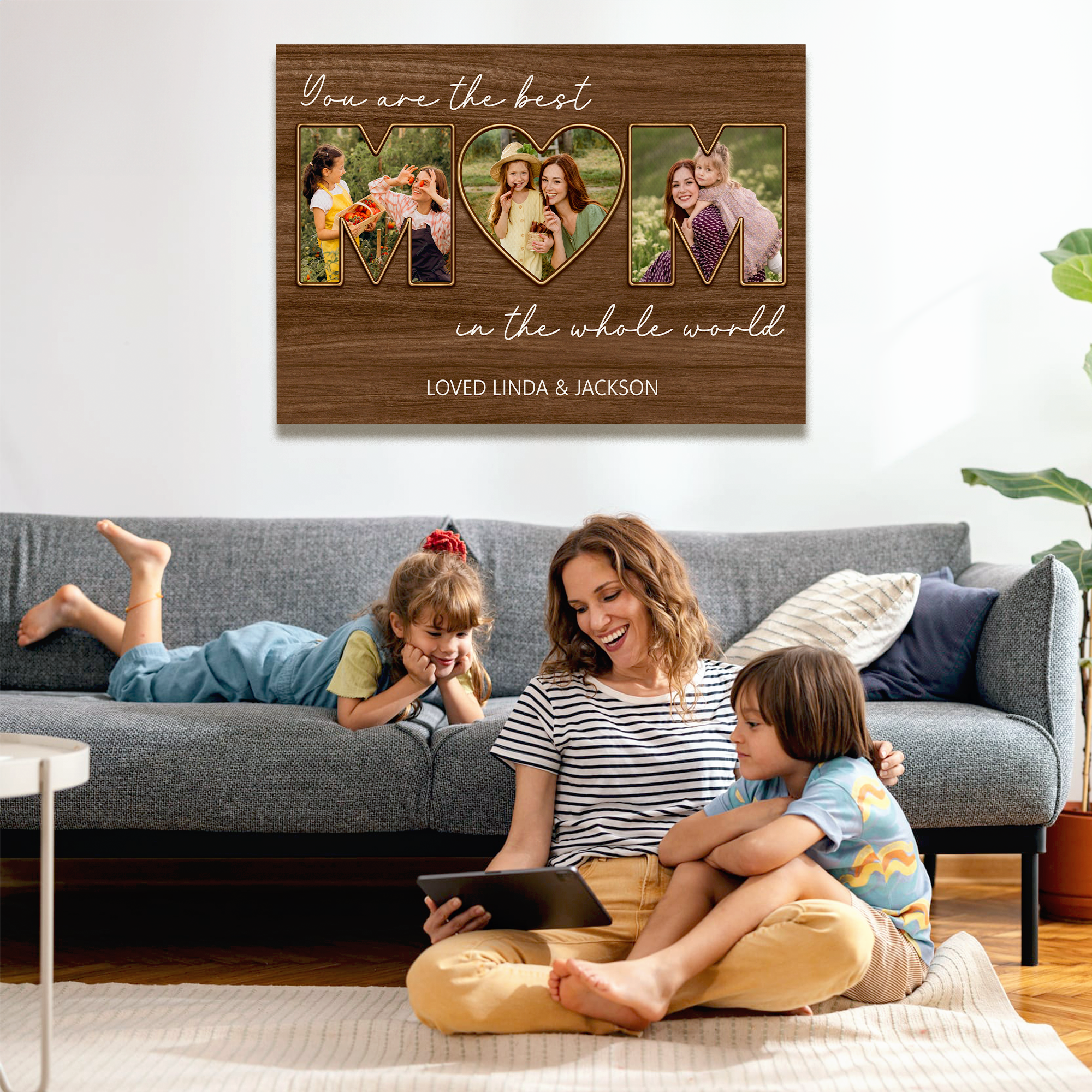 You are the best MOM in the whole world Wall Art - Personalized Mom Photo Canvas - Gift For Mom, Grandma
