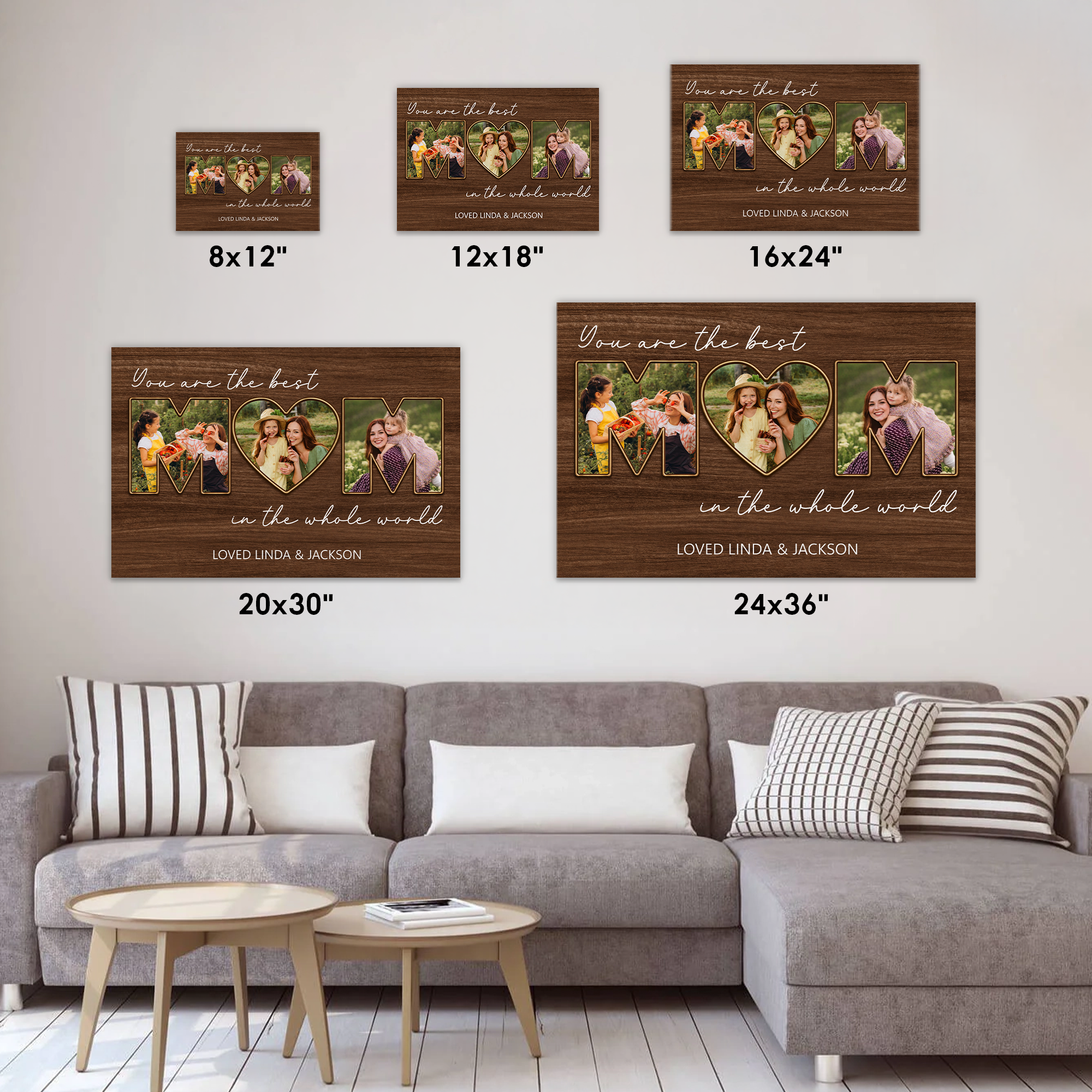 You are the best MOM in the whole world Wall Art - Personalized Mom Photo Canvas - Gift For Mom, Grandma