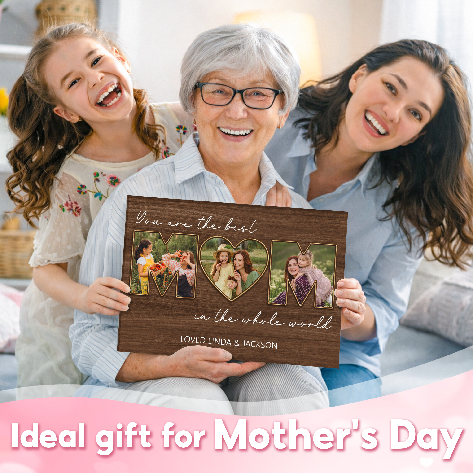 You are the best MOM in the whole world Wall Art - Personalized Mom Photo Canvas - Gift For Mom, Grandma