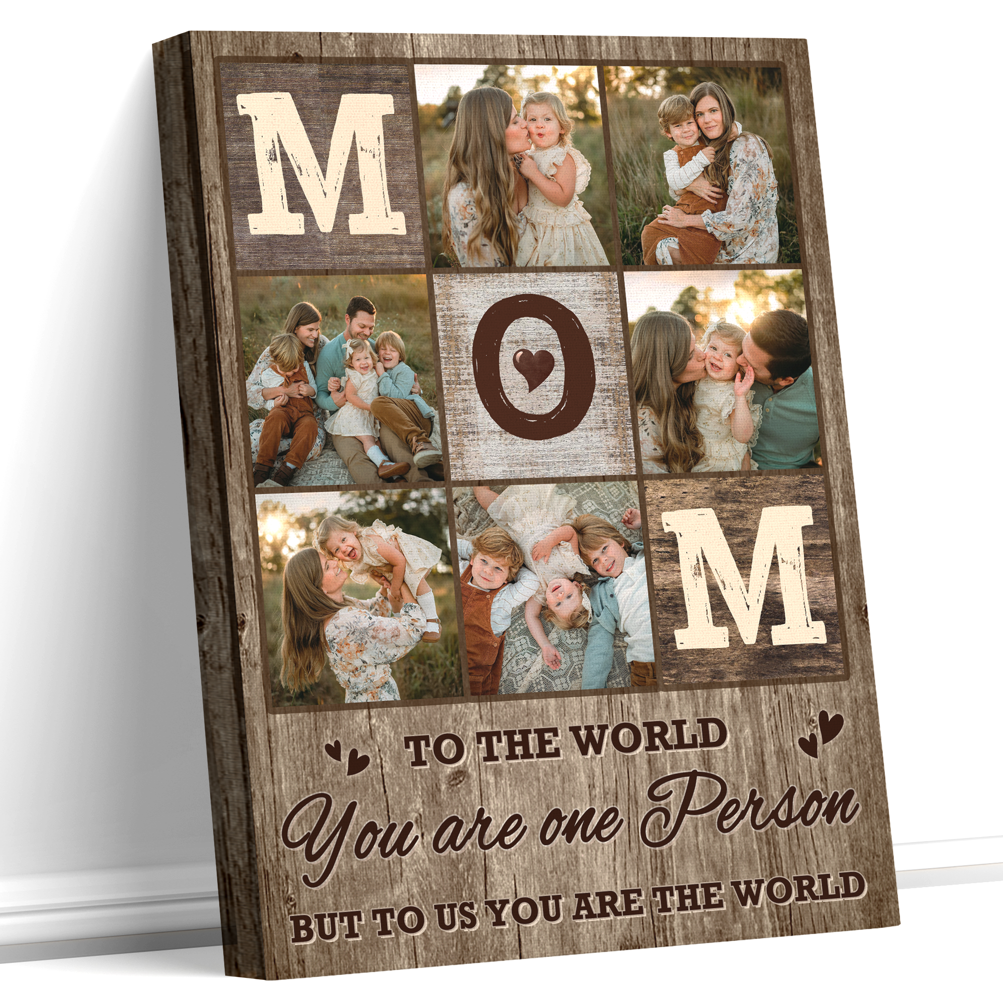 To the world you are one person but to us you are the world Wall Art - Personalized Mom Photo Canvas - Gift For Mom, Grandma