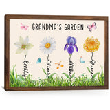 Custom Grandma Birth Month Flower Butterflies Grandkids Names Canvas - Personalized Wall Art