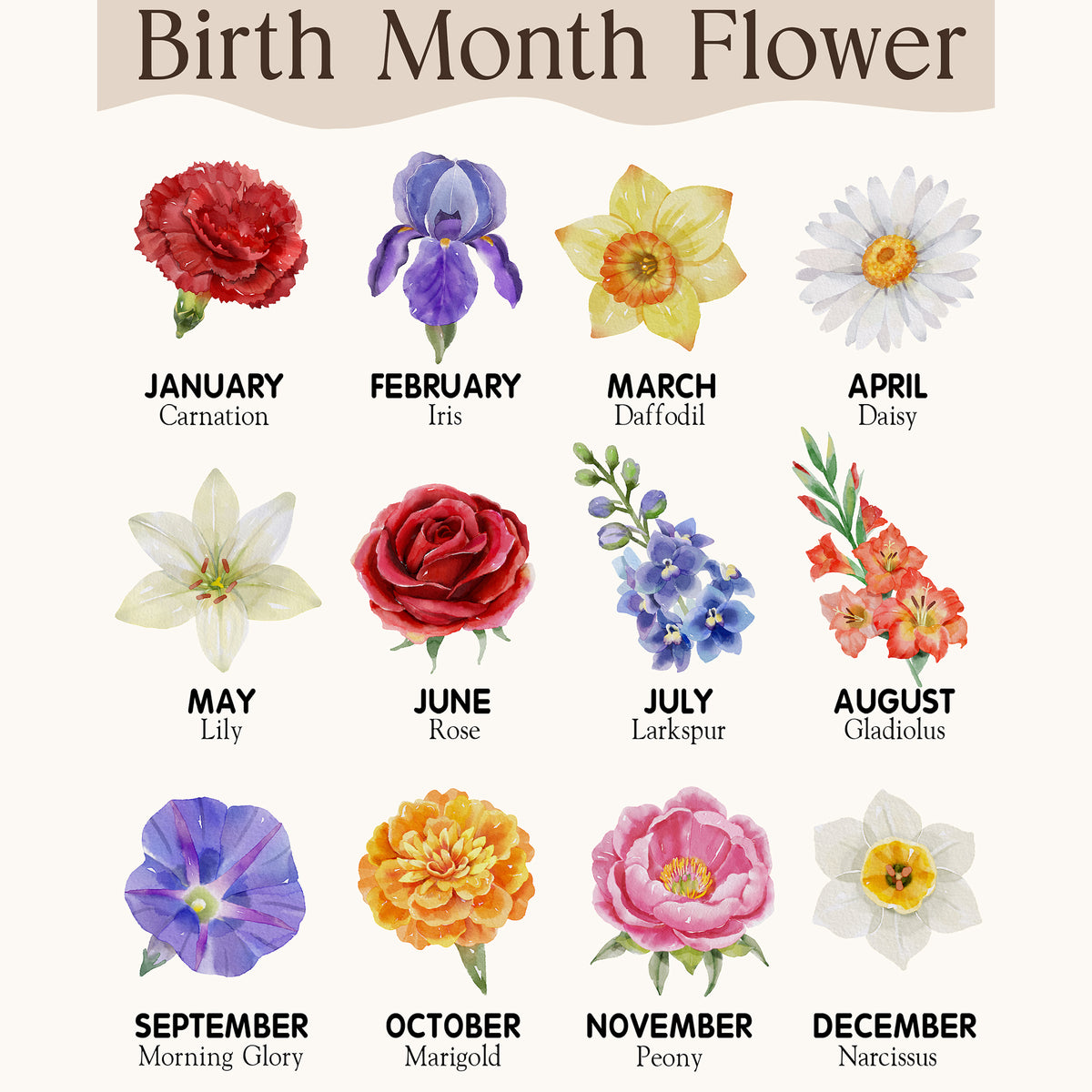Custom Grandma Birth Month Flower Butterflies Grandkids Names Canvas - Personalized Wall Art